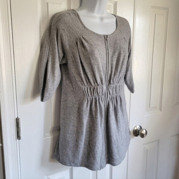 Anthropologie Moth gray zip up cinched waist lightweight sweater small - Picture 13 of 16